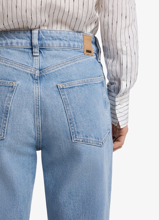 BOSS High waist straight leg jeans met steekzakken - detail 5 indigo