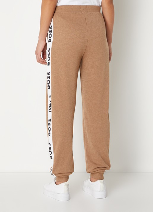 BOSS High waist tapered fit joggingbroek met logoband - achterkant camel