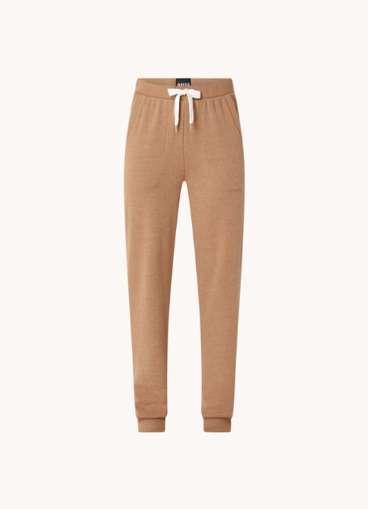 BOSS High waist tapered fit joggingbroek met logoband - voorkant 3 camel