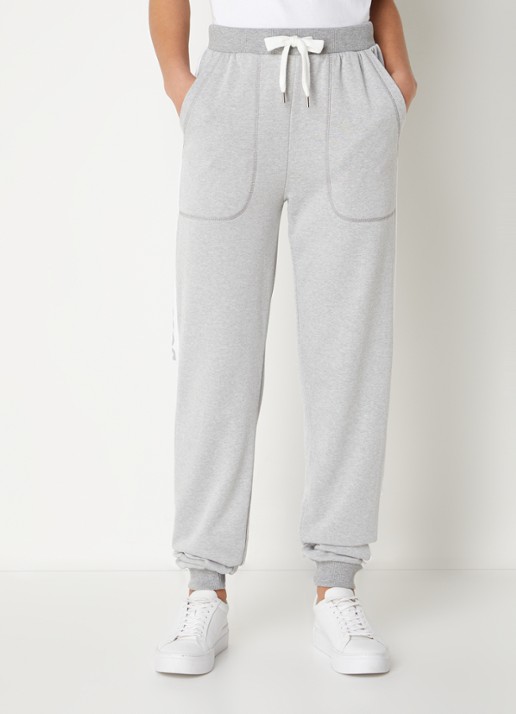 BOSS High waist tapered fit joggingbroek met logoband - detail 4 grijsmele