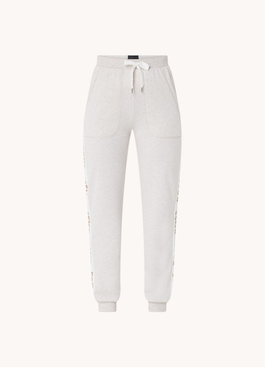BOSS High waist tapered fit joggingbroek met logoband - voorkant 2 donkerbeige