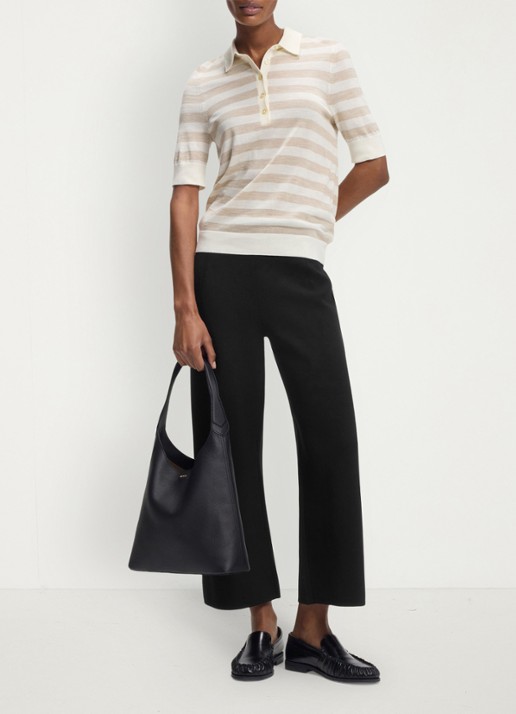 BOSS High waist wide fit cropped pantalon - voorkant 5 zwart