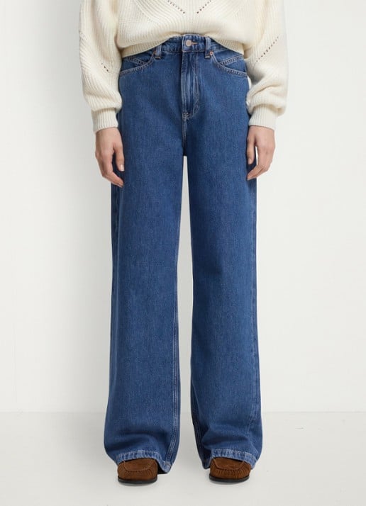 BOSS High waist wide fit jeans met donkere wassing