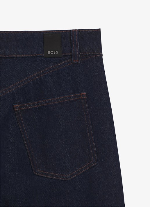 BOSS High waist wide fit jeans met donkere wassing - detail dark blue-406 / blauw