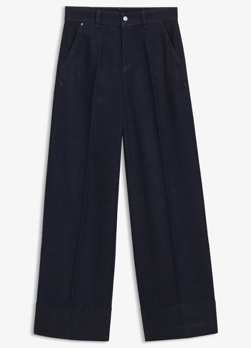 BOSS High waist wide fit jeans met donkere wassing - voorkant 2 dark blue-406 / blauw