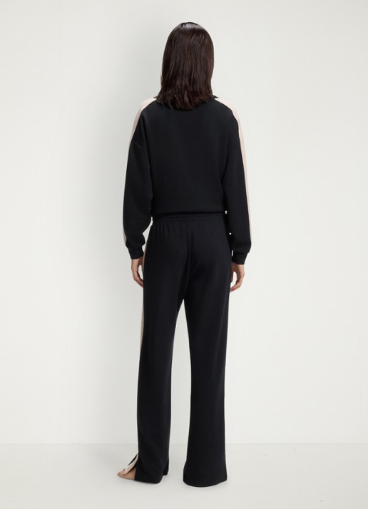 BOSS High waist wide fit joggingbroek met gestreept detail - achterkant 5 zwart