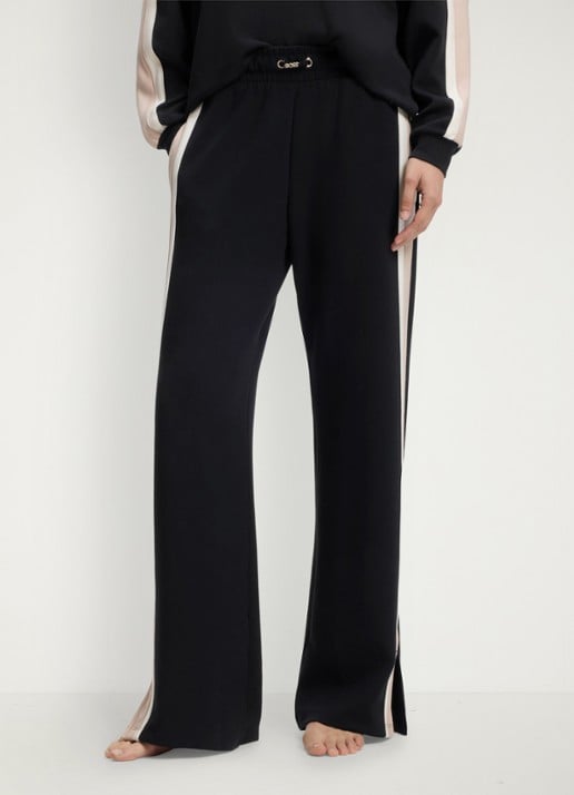 BOSS High waist wide fit joggingbroek met gestreept detail