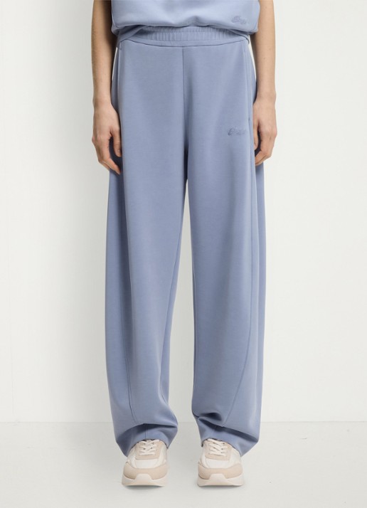 BOSS High waist wide fit joggingbroek met steekzakken - detail blauwgrijs