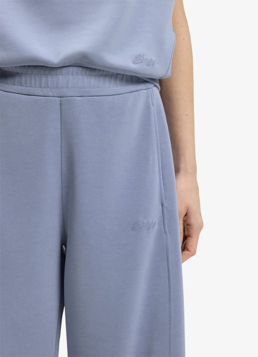 BOSS High waist wide fit joggingbroek met steekzakken - detail 2 blauwgrijs