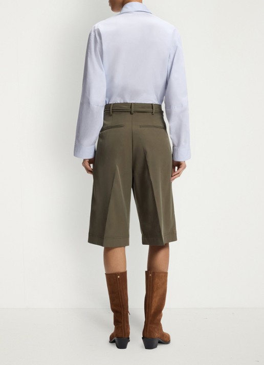 BOSS High waist wide fit korte broek met ceintuur - achterkant 6 khaki