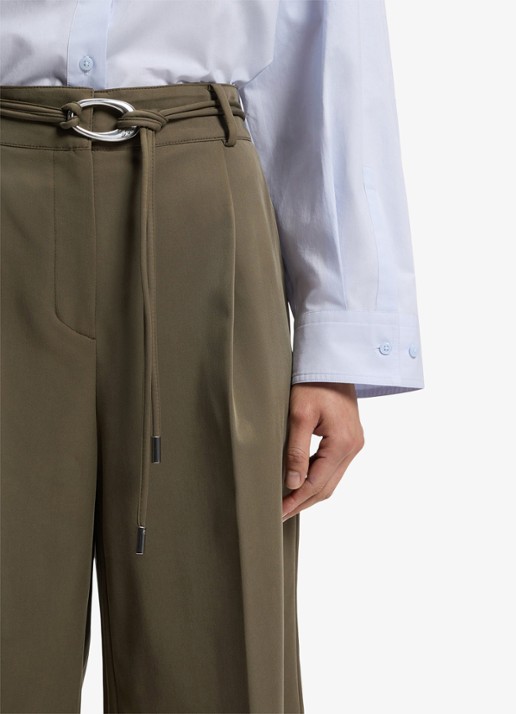 BOSS High waist wide fit korte broek met ceintuur - detail 2 khaki