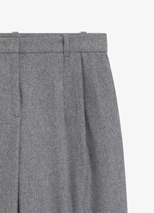 BOSS High waist wide fit pantalon in wolblend - detail grijs