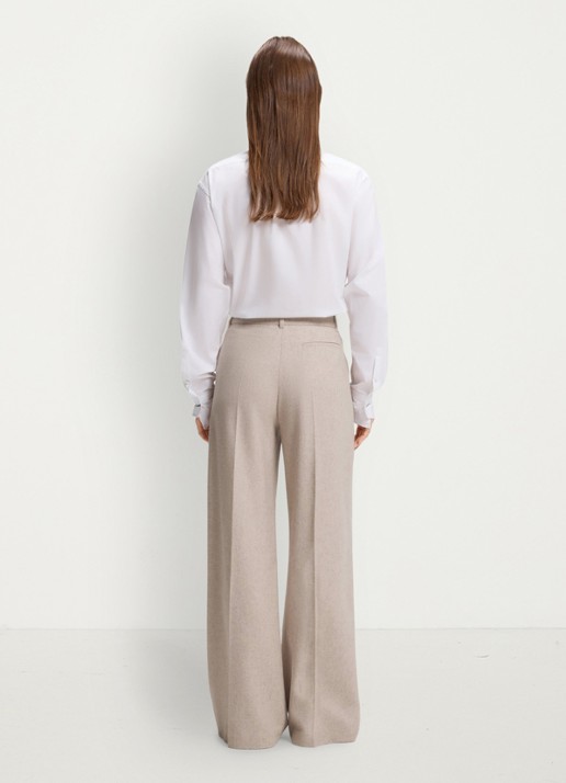 BOSS High waist wide fit pantalon in wolblend - achterkant 5 creme