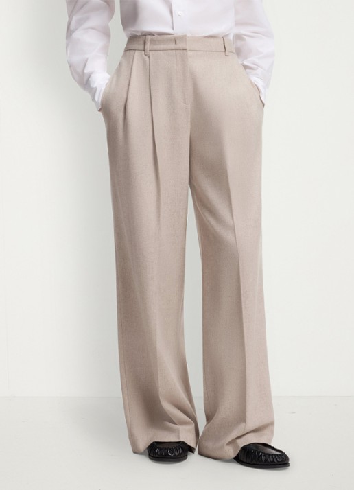 BOSS High waist wide fit pantalon in wolblend