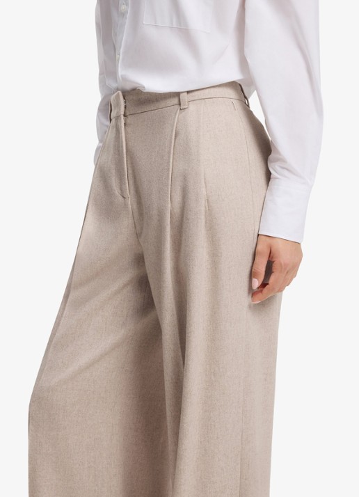BOSS High waist wide fit pantalon in wolblend - detail 2 creme