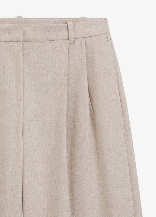 BOSS High waist wide fit pantalon in wolblend - detail 3 creme