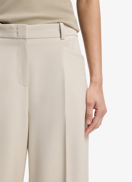 BOSS High waist wide fit pantalon met steekzakken - detail 4 creme