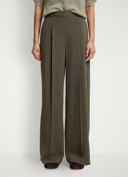 BOSS High waist wide fit pantalon met steekzakken