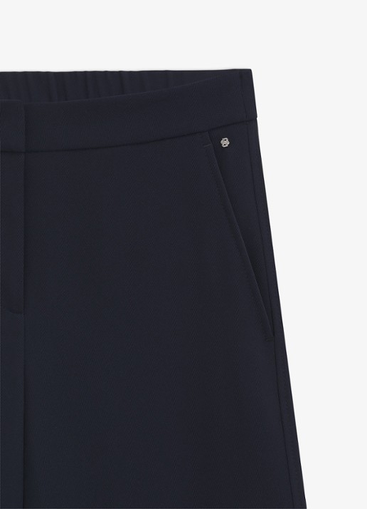BOSS High waist wide fit pantalon met steekzakken - detail 2 dark blue-404 / blauw