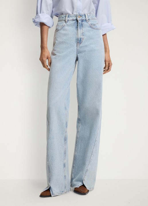 BOSS high waist wide jeans met lichte wassing
