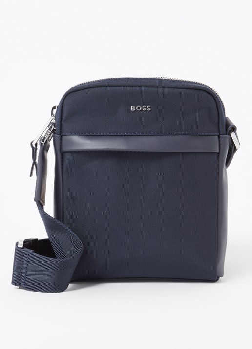 BOSS Highway crossbodytas met verstelbare schouderriem - voorkant 4 donkerblauw