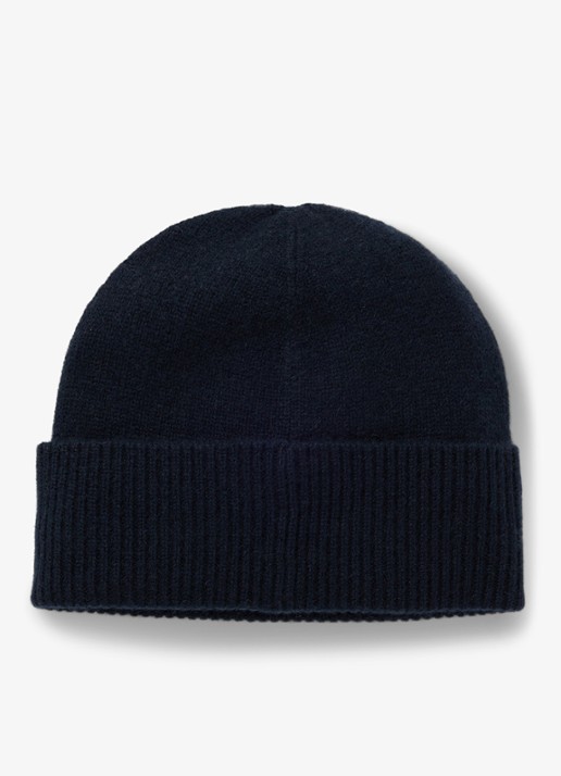 BOSS Honesto fijngebreide muts van kasjmier met logo - detail 3 dark blue-404 / blauw