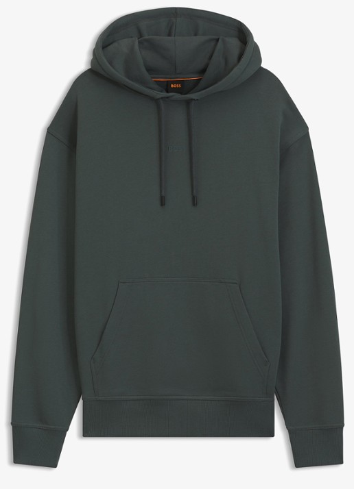 BOSS Hoodie met logo - voorkant donkergroen