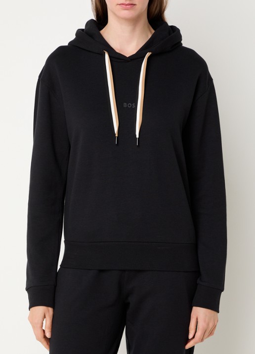 BOSS Hoodie  met logo - detail zwart