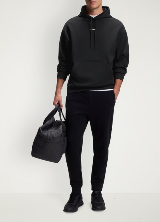 BOSS Hoodie met logoborduring - voorkant 4 black-002