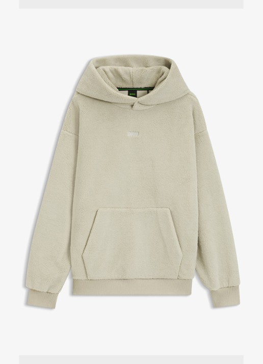 BOSS Hoodie met logoborduring - voorkant light beige-272 / beige