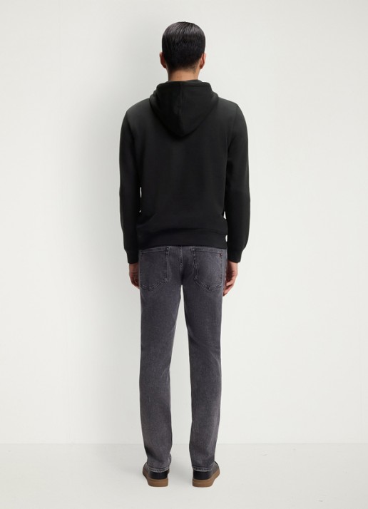 BOSS Hoodie van katoenen sweatstof met logopatch - achterkant zwart