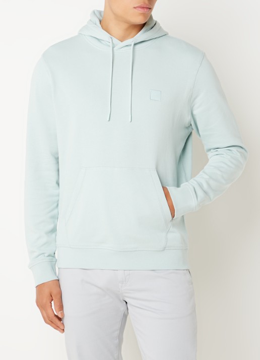 BOSS Hoodie van katoenen sweatstof met logopatch - detail 2 mint
