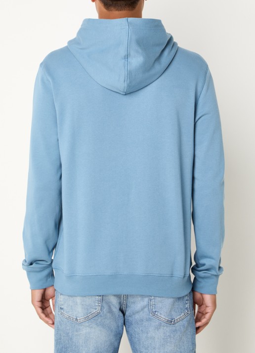 BOSS Hoodie van katoenen sweatstof met logopatch - achterkant staalblauw