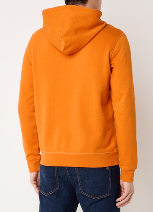 BOSS Hoodie van katoenen sweatstof met logopatch - achterkant oranje