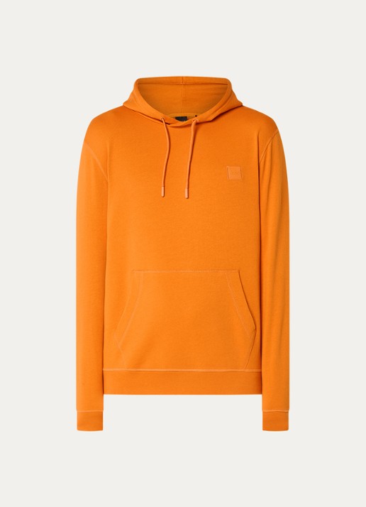 BOSS Hoodie van katoenen sweatstof met logopatch - voorkant 4 oranje