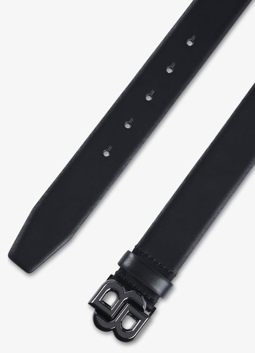 BOSS Icon riem van leer met logo - detail 5 zwart