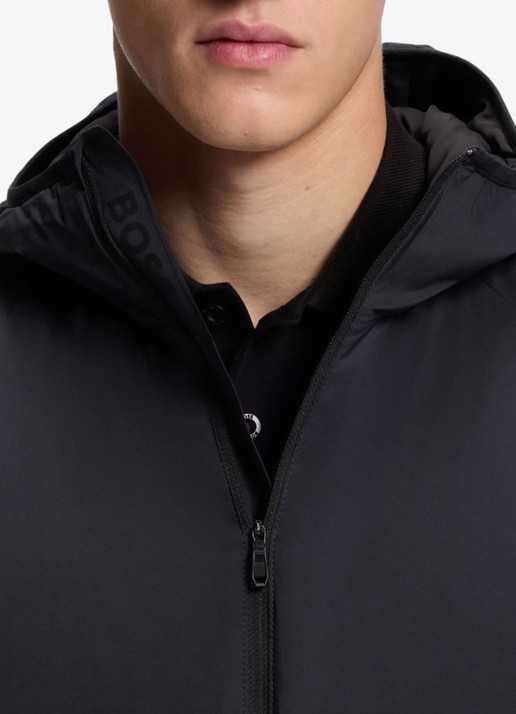 BOSS Jas met capuchon en logo - detail 5 donkerblauw
