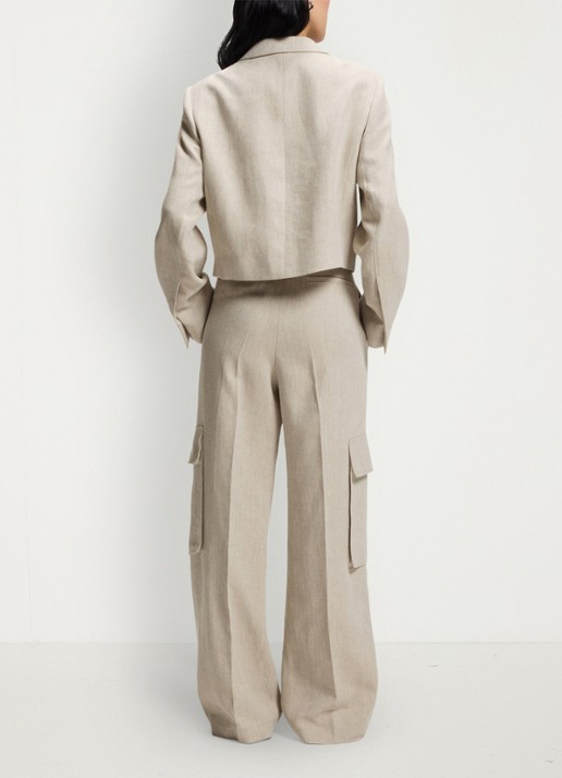BOSS Jojeka blazer in linnenblend - achterkant 6 beige