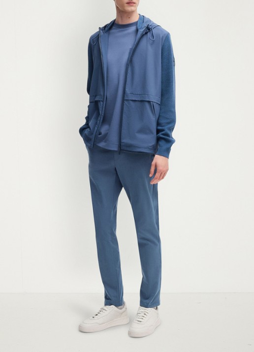 BOSS Kaito slim fit pantalon met stretch - voorkant 4 staalblauw