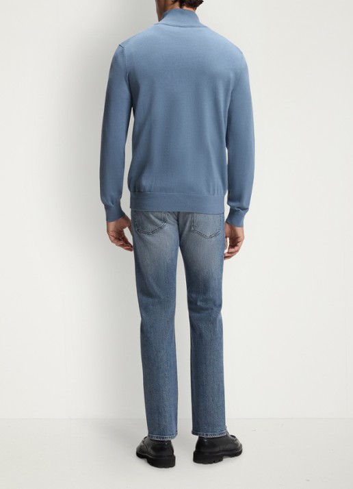 BOSS Kanobix_S fijngebreide trui in kasjmierblend met halve rits - achterkant 2 medium blue-424