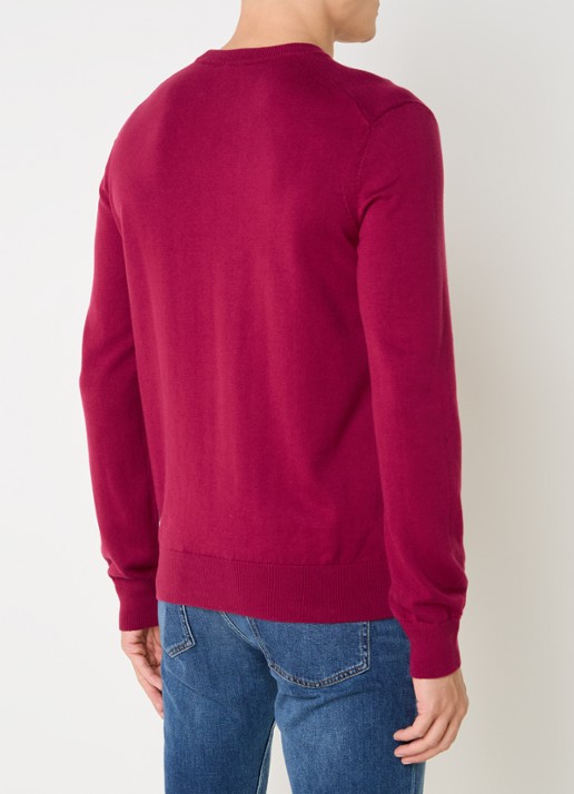 BOSS Kanovano fijngebreide pullover in kasjmierblend met logo  - achterkant kersenrood