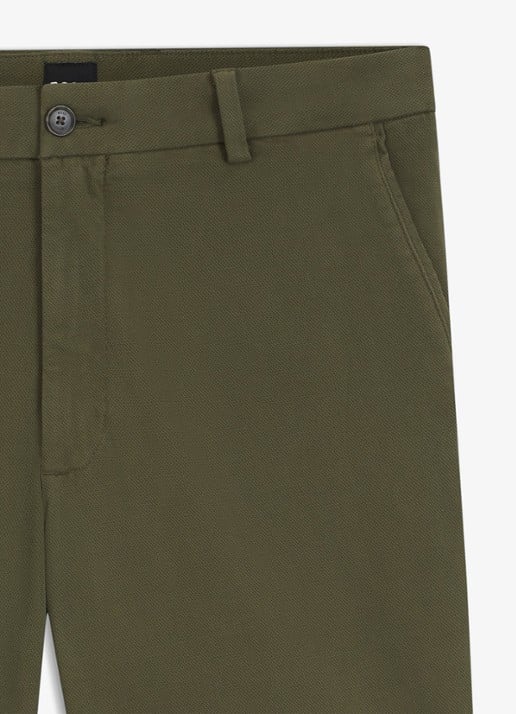 BOSS Korte chino in katoenblend - detail 6 groen