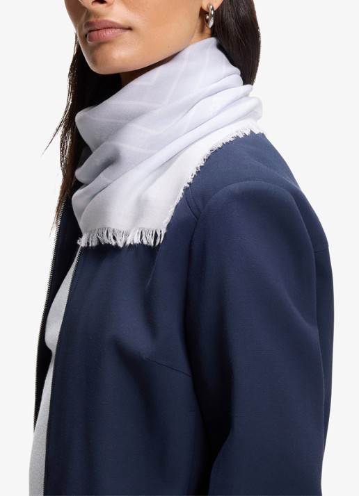 BOSS Laik sjaal in zijdeblend met logoprint 120 x 120 cm - detail 3 open blue-463 / blauw
