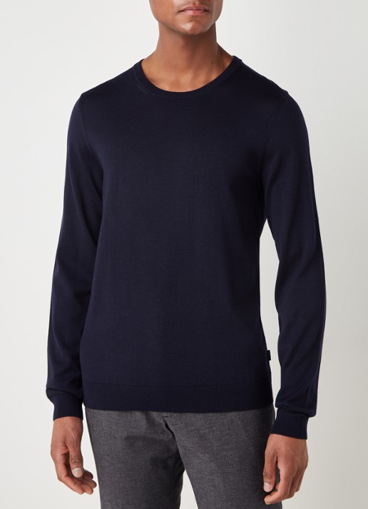 BOSS Leno-P fijngebreide pullover van scheerwol