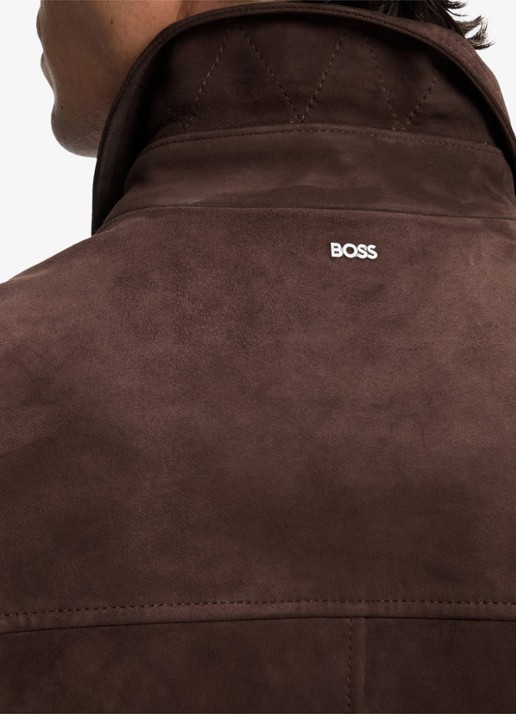 BOSS Lerenjack van geitenleer - detail 3 dark brown-209 / bruin