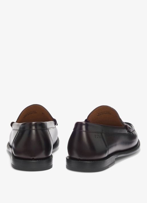 BOSS Loafer van leer met logo  - detail 2 donkerrood
