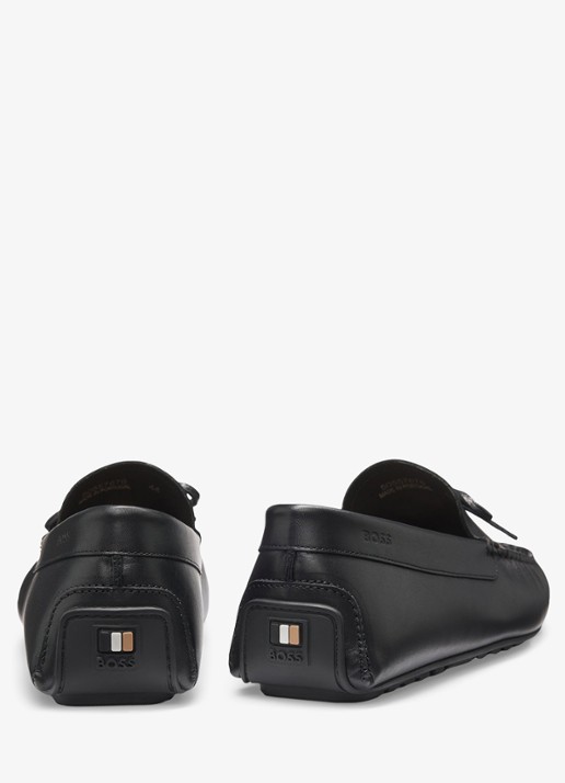 BOSS Loafer van leer met strikdetail  - detail 3 zwart