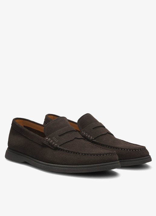 BOSS Loafer van suède - detail 3 donkerbruin