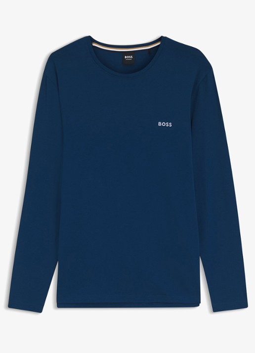 BOSS Longsleeve met logo - voorkant 4 donkerblauw