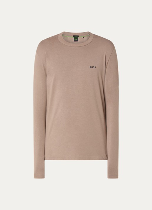 BOSS Longsleeve met logo - voorkant 2 beige